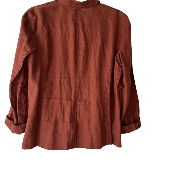 Eileen Fisher Women’s Organic Linen Rust Colored Blazer size M - Picture 6 of 8
